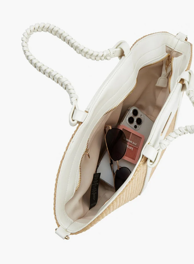 Peppermint WHITE Textured Tote Bag With Double Handle for Women | Best Price UAE